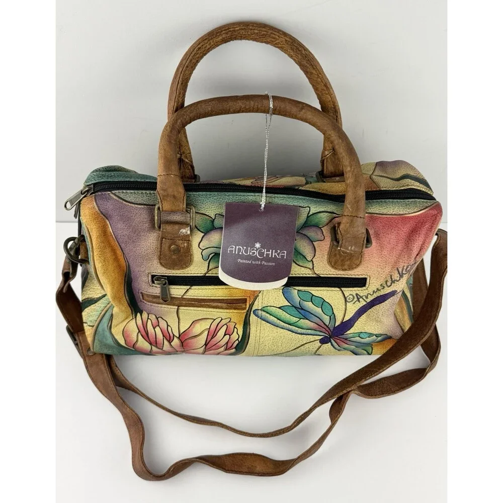 Anuska Zip Around Satchel With Cross Body Strap and 2 handles New With Tags